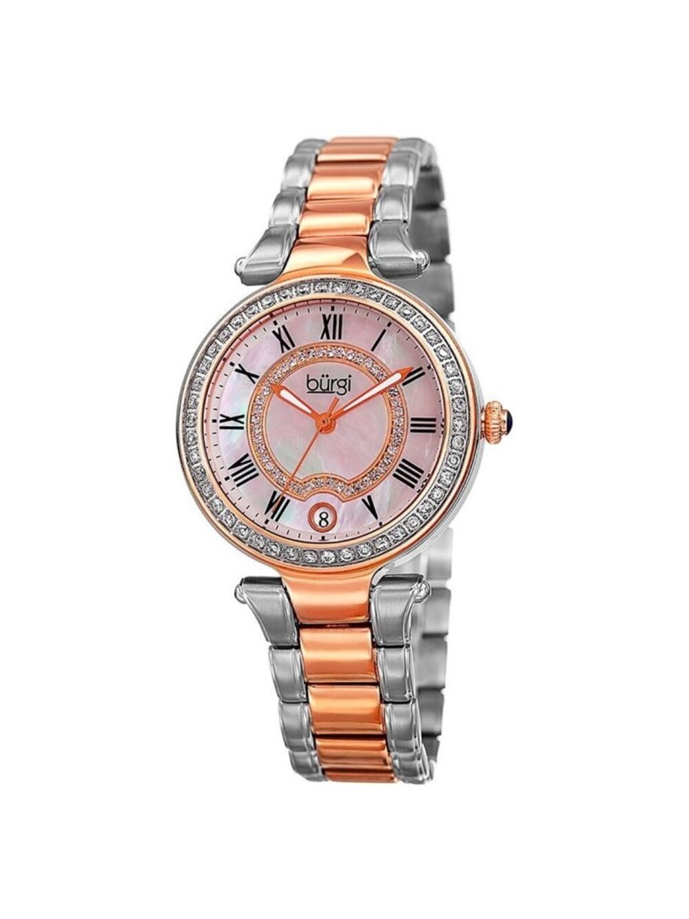 NWT Burgi Mother of Pearl Dial Two-tone Ladies Watch